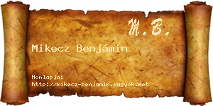 Mikecz Benjámin névjegykártya
